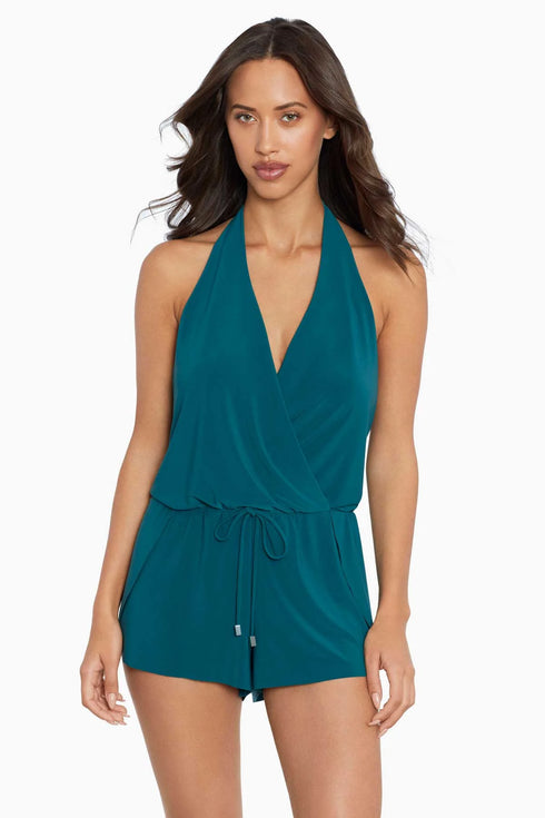 MagicSuit Solids Bianca One Piece Romper Swimsuit